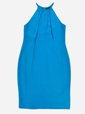 Valerie Dresses Pure Silk Halter Midi Dress – Teal Blue – Size 8